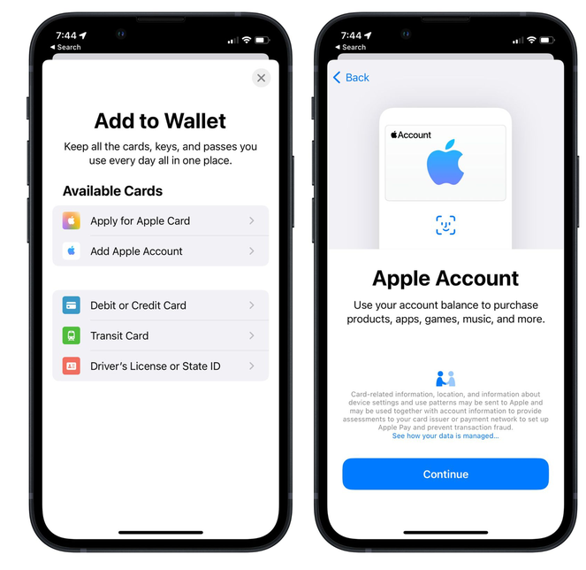 向阳苹果手机维修分享iOS 15.5钱包App如何添加 Apple 账户 